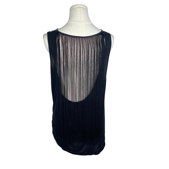 BB Dakota Womens Black Sleeveless Top With Fringe Back and Keyhole Chest Size M - Picture 3 of 8
